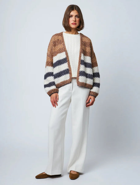 Felicity Cardigan - Biscotti Stripe
