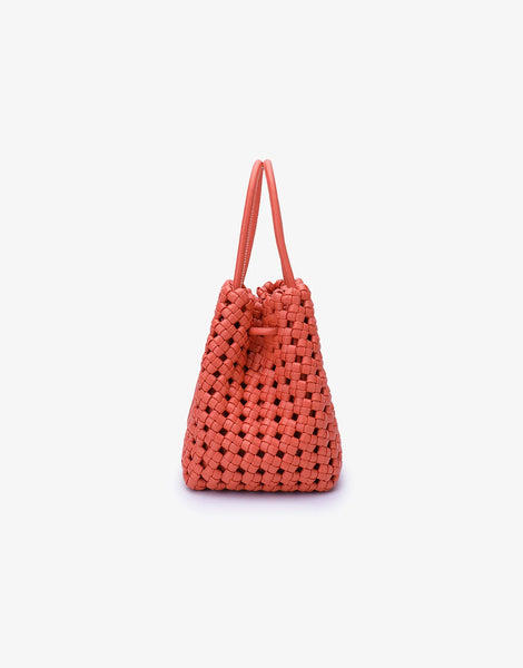 Perrie Woven Mini Square Bucket Bag - Apricot