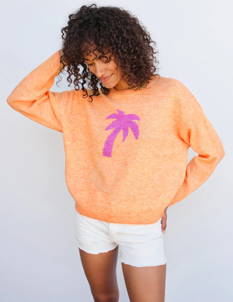 Palm Tree Oversized Sweater - Sorbet