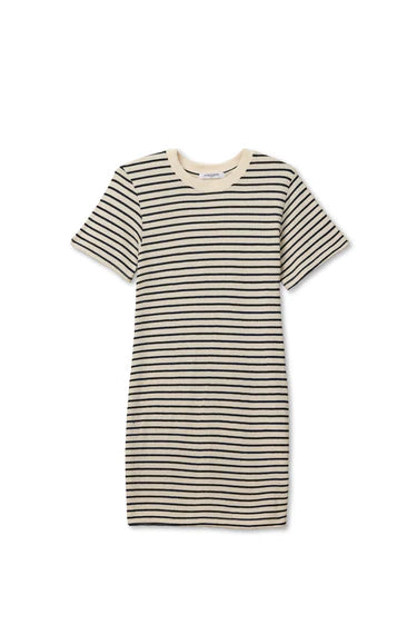 Rhett Cotton Brushed Dress - Sugar/Navy Stripe