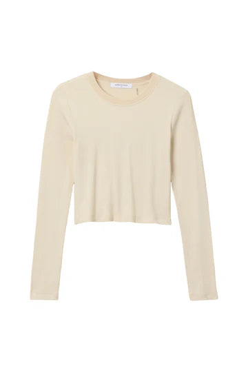 Sienna Luxe Rib Crewneck Crop Top - Sugar