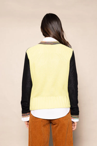 Double Track Cardi - Black/Limelight