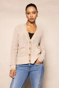 Double Track Cardi - Vellum/Ink