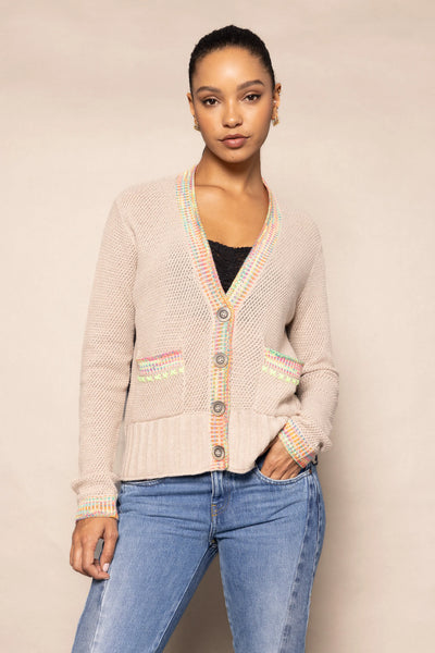 Double Track Cardi - Vellum/Ink