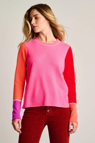Block Talk Sweater - Neon Pink Combo