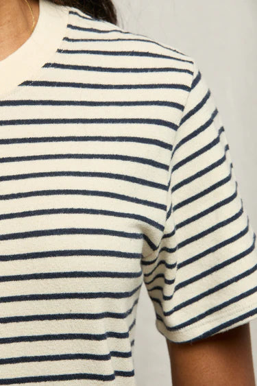 Rhett Cotton Brushed Dress - Sugar/Navy Stripe