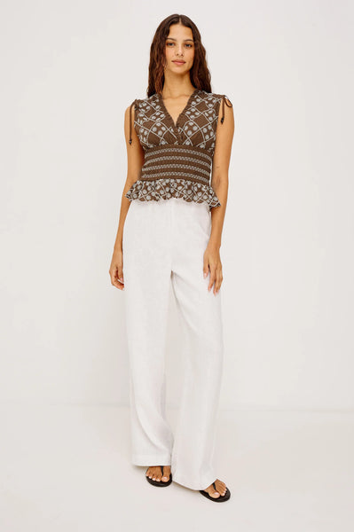 Rizzo Top - Cocoa Daisy Embroidery