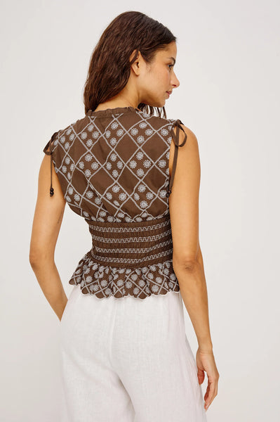 Rizzo Top - Cocoa Daisy Embroidery