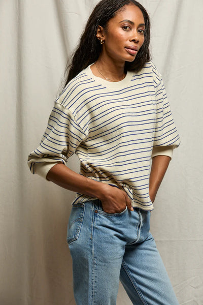 Roxy Terry Boxy Sweatshirt - Cobalt/Sugar Stripe