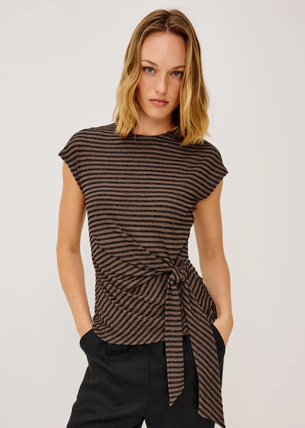 Gabbie Top - Onyx Cocoa Stripe
