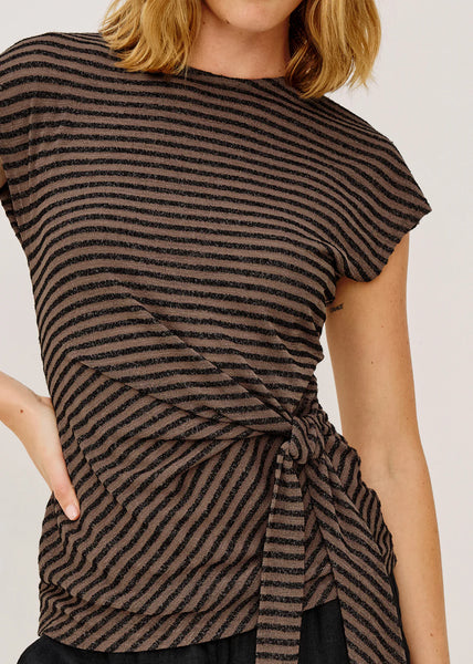 Gabbie Top - Onyx Cocoa Stripe