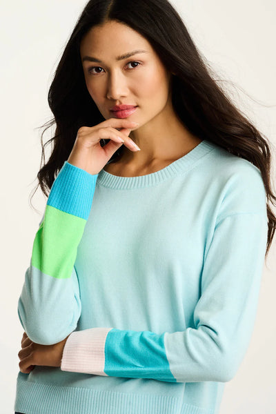 Block Party Sweater - Aqua