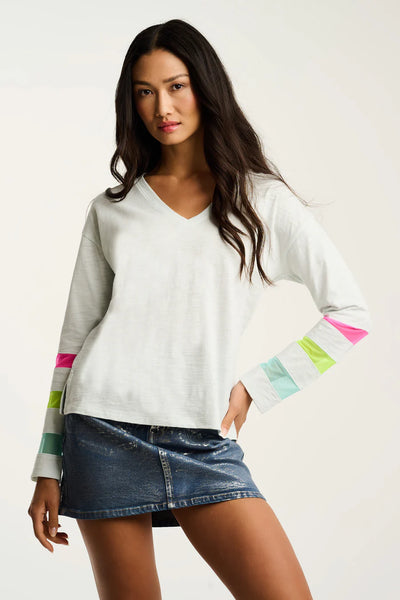 Mesh Fest V Neck Tee - Salty Air