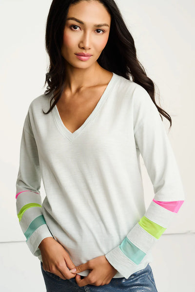 Mesh Fest V Neck Tee - Salty Air
