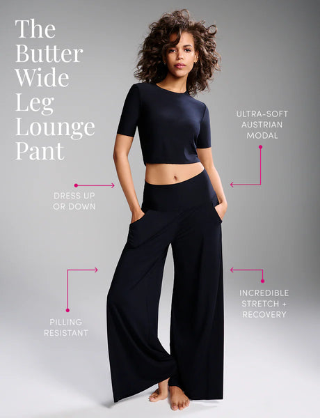 Butter Wide Leg Lounge Pant - Navy
