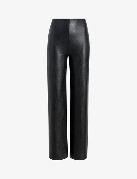 Faux Leather Wide Leg Pant - Black