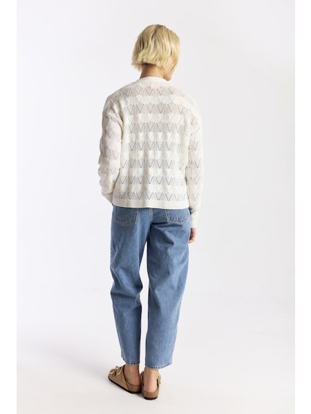 Chevron Stitch Cardigan - Ivory