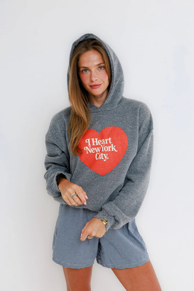 NYC Heart Classic Hoodie - Heather Grey
