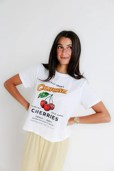 Cherry Everyday Tee - White