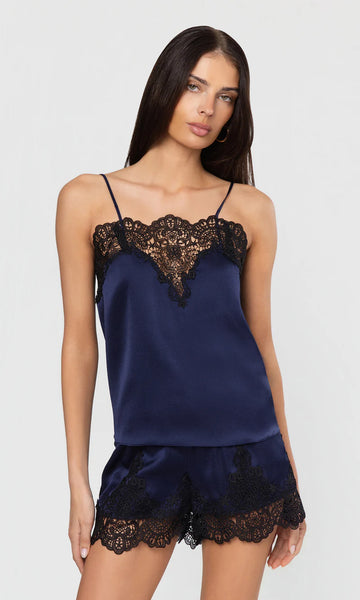 Alisa Lace Combo Satin Cami - French Navy/Black