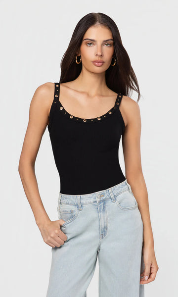 Iris Grommet Tank Top - Black