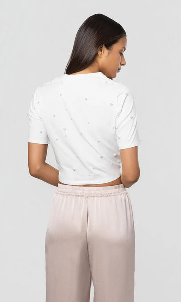Miles Pearl Tie Top - White/Pearl