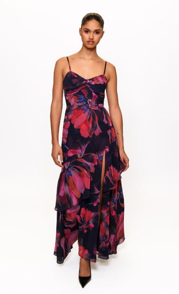 Jamila Dress - Navy Watercolor Blooms