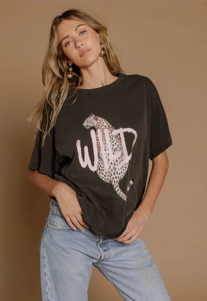 Wild Leopard Big Boy Tee - Vintage Black