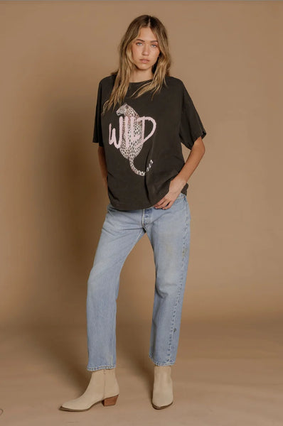 Wild Leopard Big Boy Tee - Vintage Black