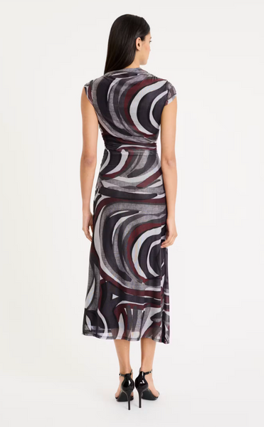 Cap Sleeve Mesh Maxi Dress - Light Grey/Charcoal
