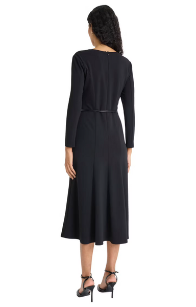Tie Belt Midi Dress - Black