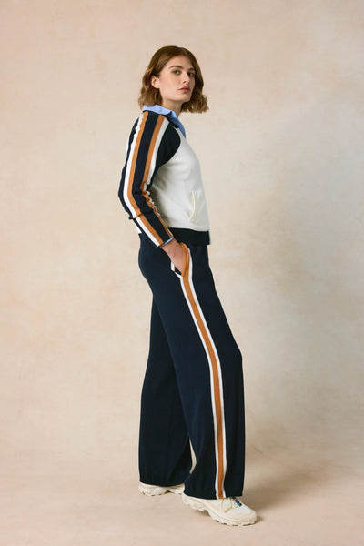 Valerie Stripe Wide Leg Pant - Navy