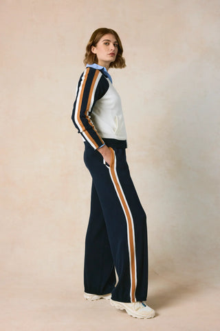 Valerie Stripe Wide Leg Pant - Navy