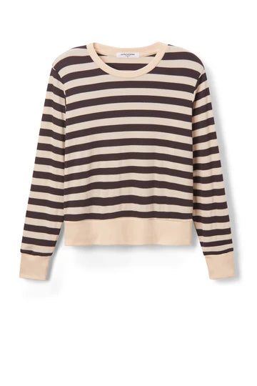 Stef Luxe Rib L/S Crew - Mocha Stripe