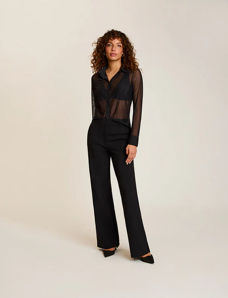 Mesh Button Down Shirt - Black