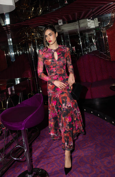 Ramy Dress - Pink Multi Abstract Paint Blot