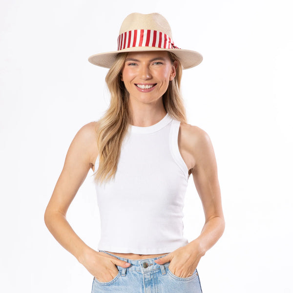 Gidget Ultrabraid Fedora - Red/White