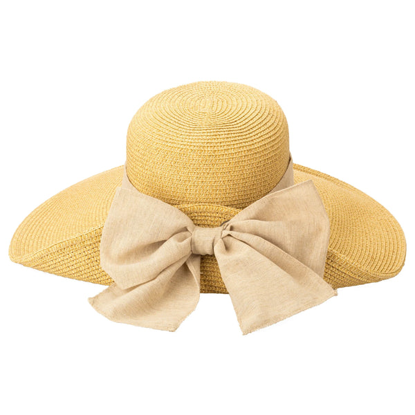 Fold Back Bow Sun Hat - Linen