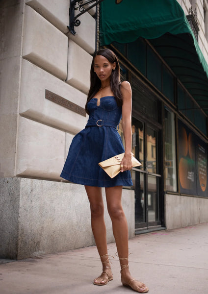 Lola Denim Mini Dress - Blue