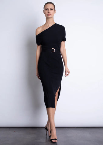 Amber Knit Midi Dress - Black