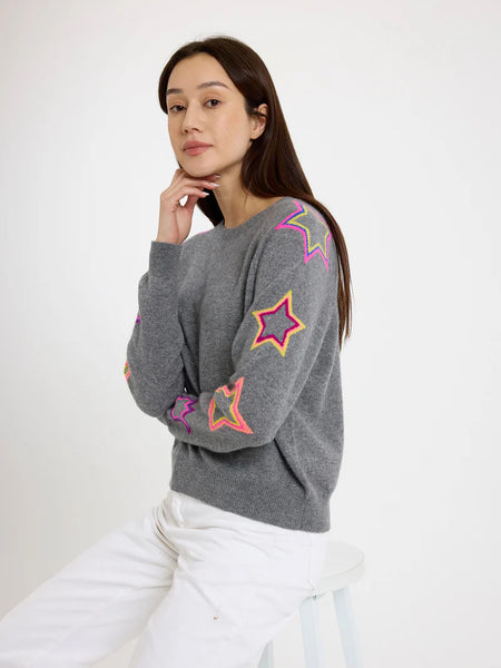 Pop Star Sleeve Crewneck - Mid Grey