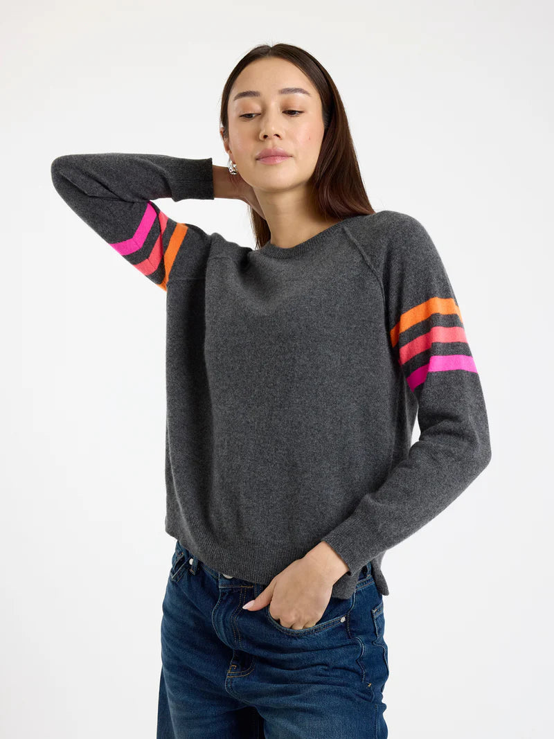 Annie Stripe Crewneck - Derby Grey
