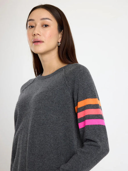 Annie Stripe Crewneck - Derby Grey