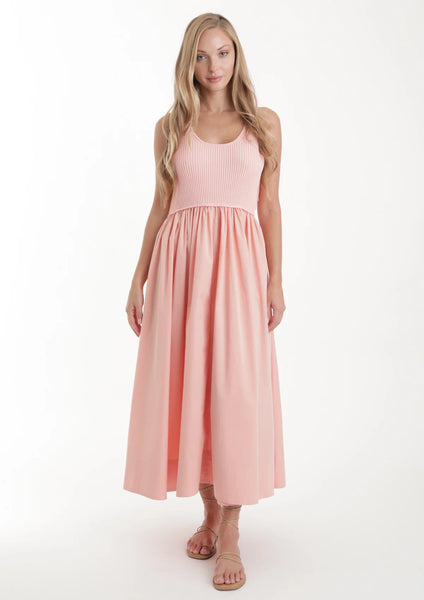 Ray Knit Combo Dress - Coral
