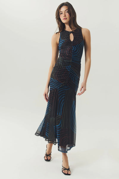 Julia Key Hole Maxi Dress - Black Multi