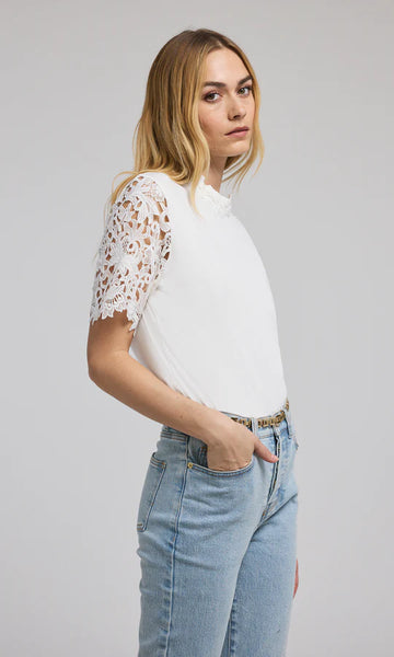 Ramona Lace Combo Top - White