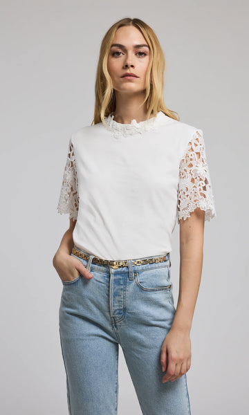 Ramona Lace Combo Top - White