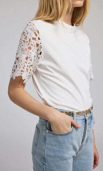 Ramona Lace Combo Top - White