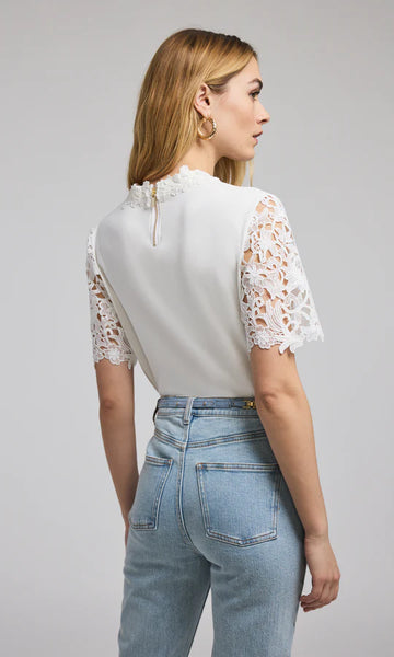 Ramona Lace Combo Top - White