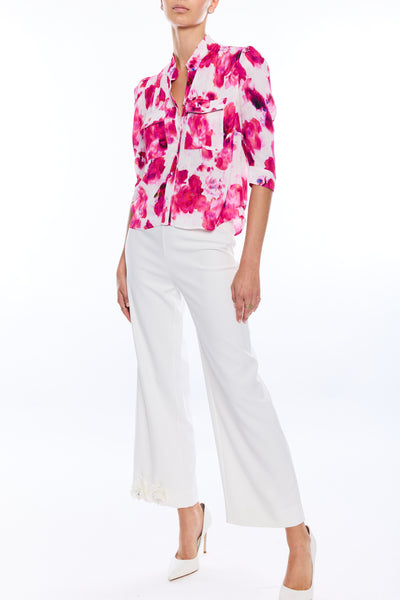 Bardot Floral Shirt - Blurry Floral White/Pink